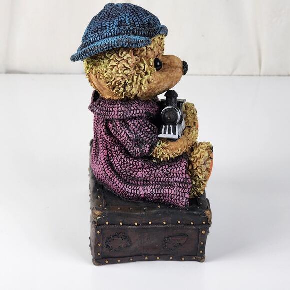 Painted Ceramic Bear Holding Train on a Chest Gertrude B. Gable Collection Bank - Picture 2 of 10